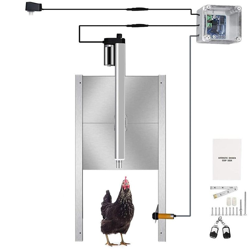 110V 220V Heavy-duty Timing Automatic Chicken Coop Door Opener Close Kits Outdoor Remote Control Timer Automatic Henhouse Door