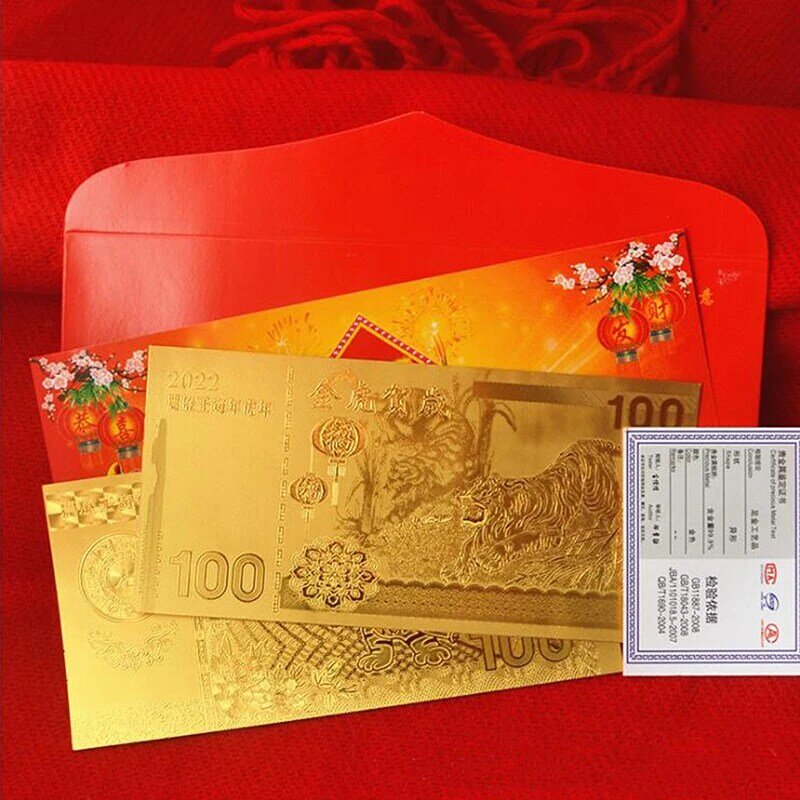 2022 China Neue Jahr Geschenk Tiger Gedenk Banknote Sammlung Decor Handwerk