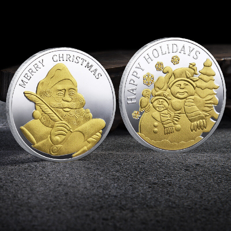 Vrolijk Kerstfeest Gold Coin Herdenkingsmunt Kerstman Medaille Munten Collectibles Collectibles Geschenken Woondecoratie