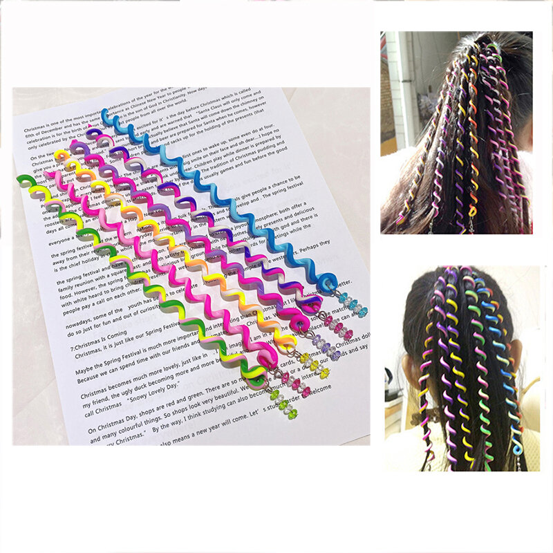 Opaski do włosów 6 sztuk/zestaw kolorowe opaski kryształowe spiralne dziecięce akcesoria do włosów elastyczna opaska do włosów śliczna ozdoba do włosów dla dziewczynek