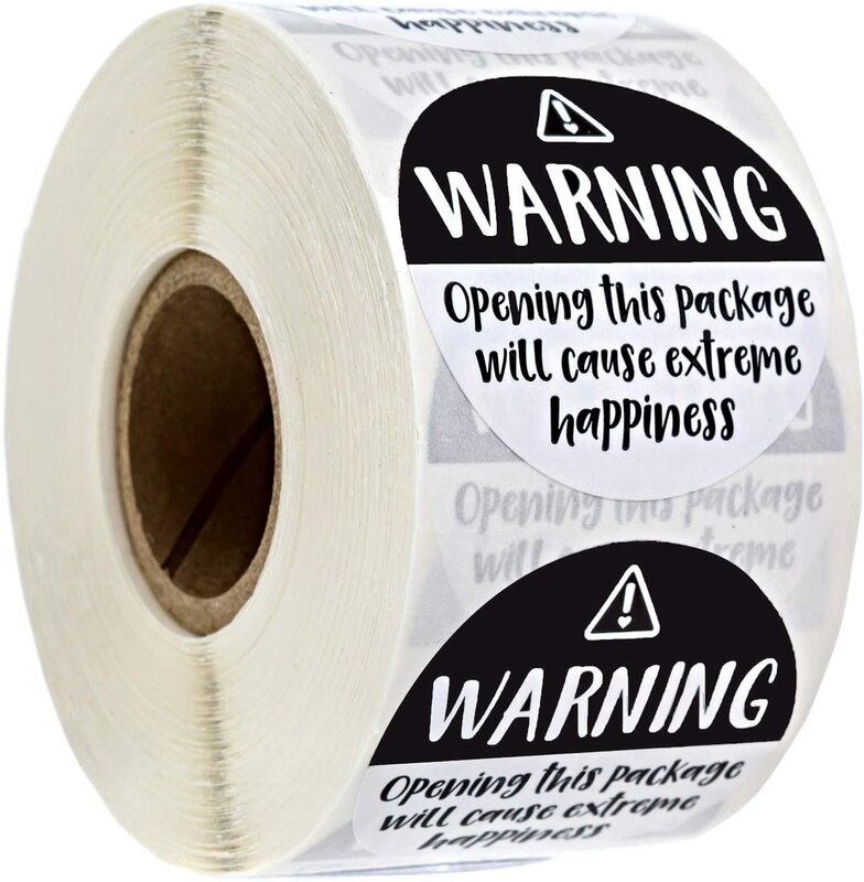 500 pezzi/rotolo rotondo 1.5 ''bianco e nero adorabile avvertenza: etichette adesive per felicità estrema per adesivi per piccole imprese