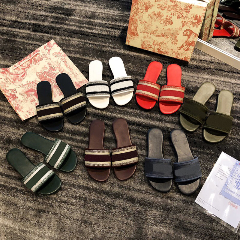 Zapatillas con letras bordadas de marca de lujo para mujer, zapatillas de playa de vacaciones, multicolor, a la moda, informales, para mujer