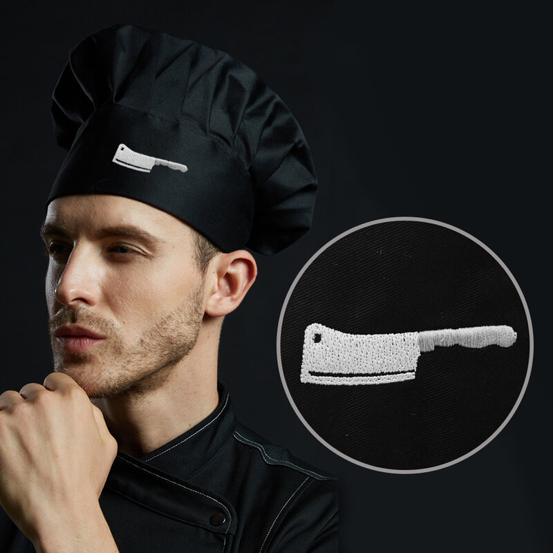 Chef Kitchen หมวก Unisex ผู้ชายผู้หญิง Chef Waiter Uniform หมวกปักออกแบบทำอาหารเบเกอรี่ BBQ ย่างร้านอาหาร Cook Work หมวก