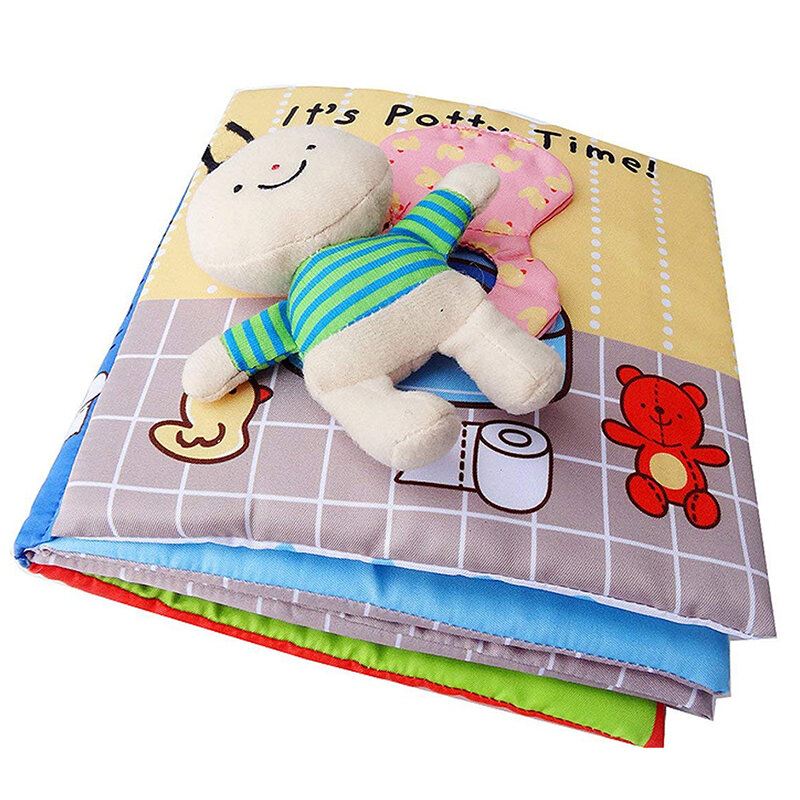 Miękkie 3D Baby Cloth Book of Bath nocnik niemowlę wczesny rozwój poznawczy ciche książki edukacyjne dla dzieci rozkładanie książki aktywności