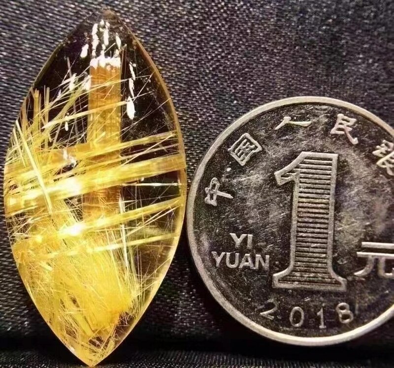 Colgante de Cuarzo rutilado de oro Natural para mujer y hombre, joyería rutilada de cristal rico en gota de agua de 33x17x9mm, AAAAAAA de Brasil