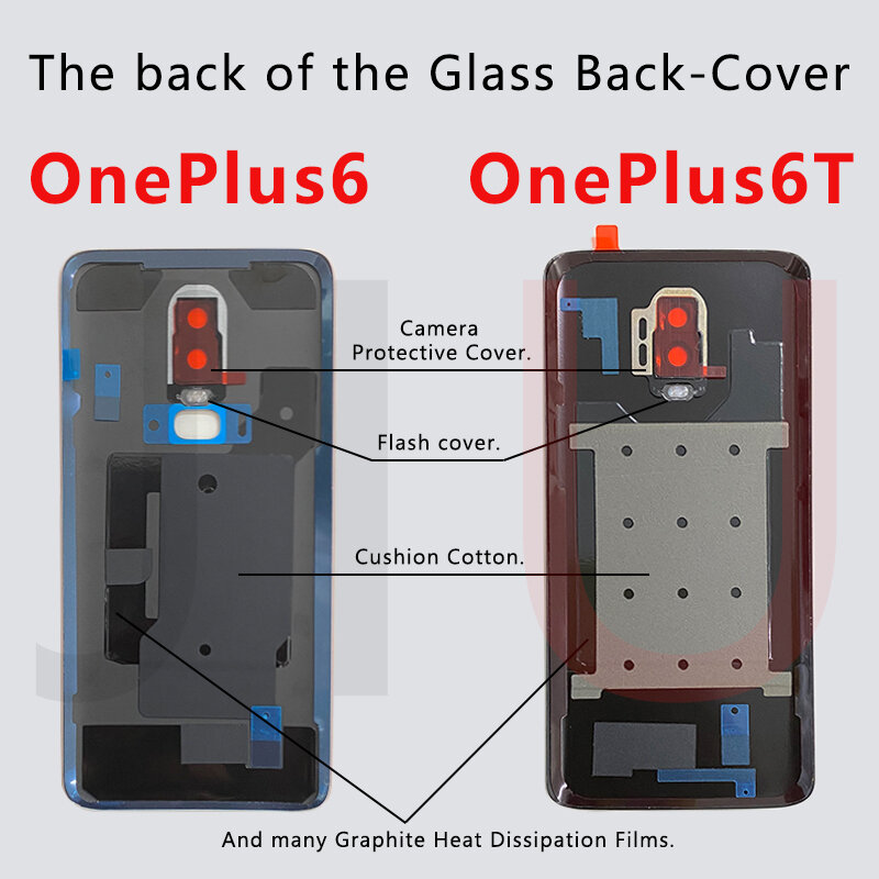 OnePlus 6/6T 배터리 유리 뒷면 덮개의 경우 oneplus 6 t용 유리 후면 케이스를 교체하십시오.
