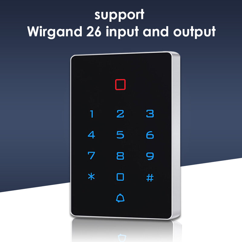 Waterproof WiFi Bluetooth TuyaApp Backlight Touch 125khz RFID Card Access Control keypad  WG 26 output Anti-disassembly Alarm