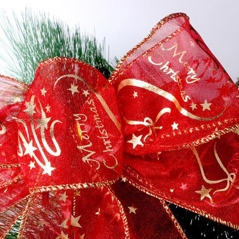 2 pçs feito à mão fita de natal vermelho feliz natal bronzeamento impresso fita natal árvore presente decorações diy decoração de natal