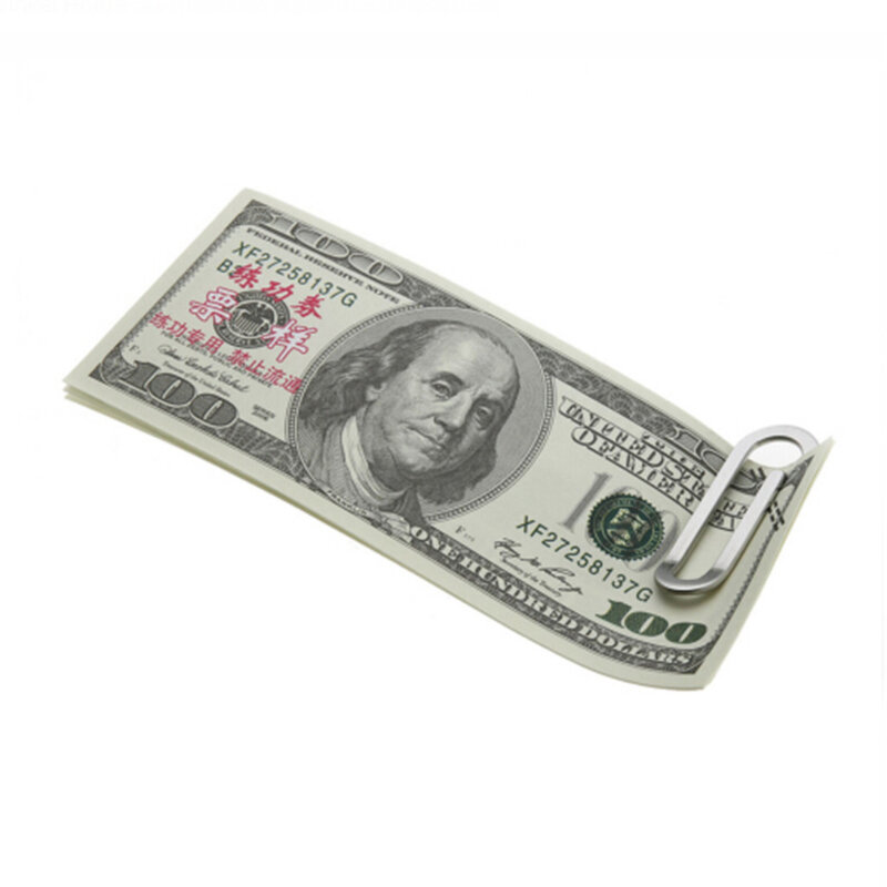 Creativo de acero inoxidable Clip dinero Metal Clip de papel titular de la carpeta de billetes Clip de plata