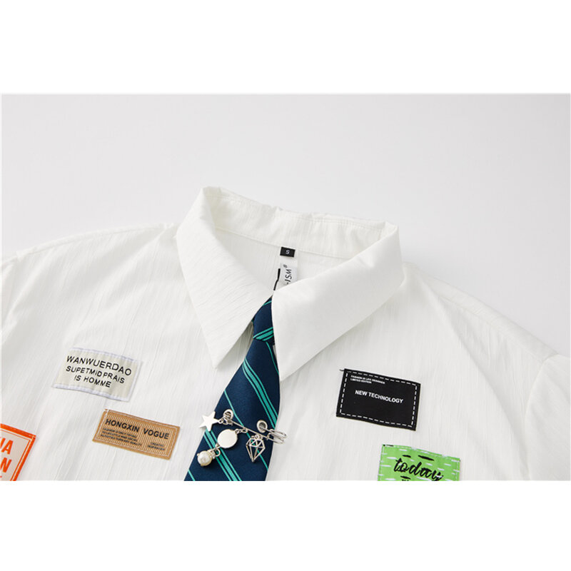 Neue 2021 Frauen Kennzeichnung Dekoration Casual Weiß Krawatte Bluse Büro Dame Shirts Chic Blusas Tops College Stil Blusen Kleidung