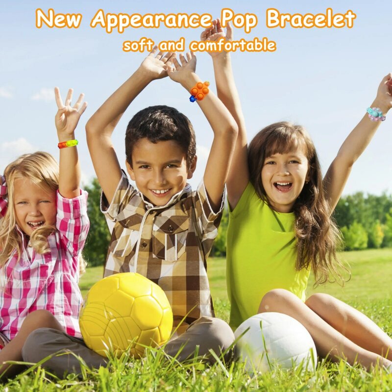 12 Pack Pop Armband, Neue Zappeln Popper Armband, Stress Relief Tragbare Zappeln Spielzeug Sets, Waschbar Multicolor Silikon