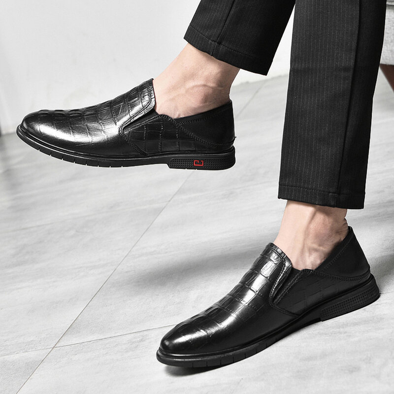 Sapatos de couro genuíno dos homens primavera outono moda casual negócios mocassins homens festa de escritório sapatos masculinos oxfords tamanho grande
