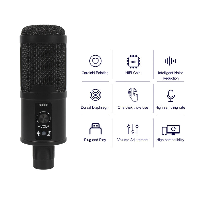Microfono a condensatore microfono professionale Computer porta USB microfono da Studio per TIK TOK Live trasmissione Studio professionale