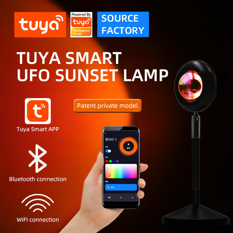 Smart Tuya RGB Sunset Lamp Projector Night Light Sunset Projection Lights For Background Atmosphere Work with Alexa Google Home