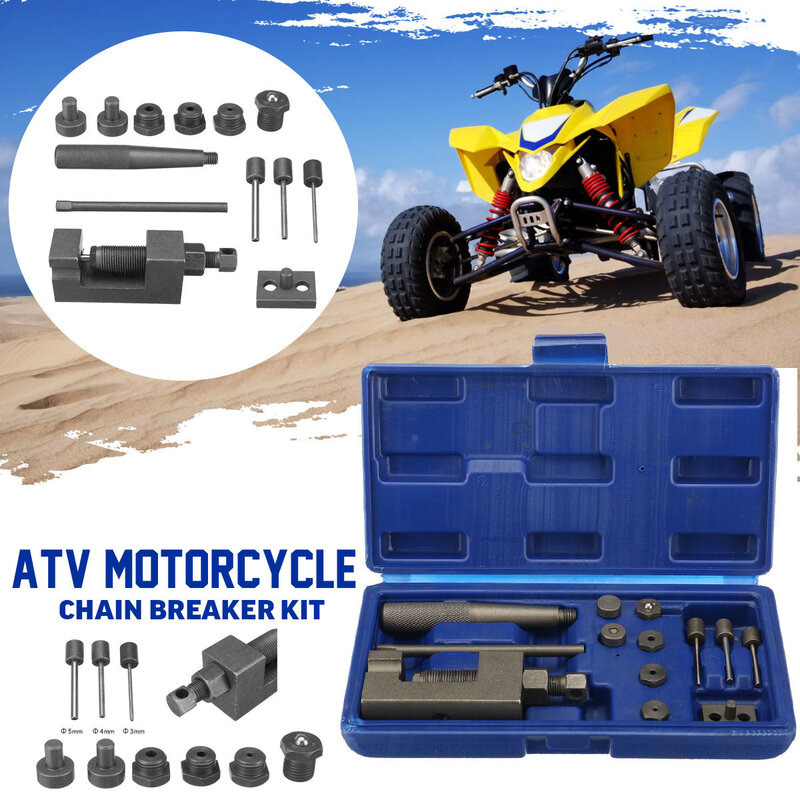 1ชุดรถจักรยานยนต์ Heavy Chain Breaker เครื่องตัด Riveter Tool Kit 520 525 530 Splitter Universal จักรยานโลดโผนชุดเครื่องมือ + พกพากล่อง