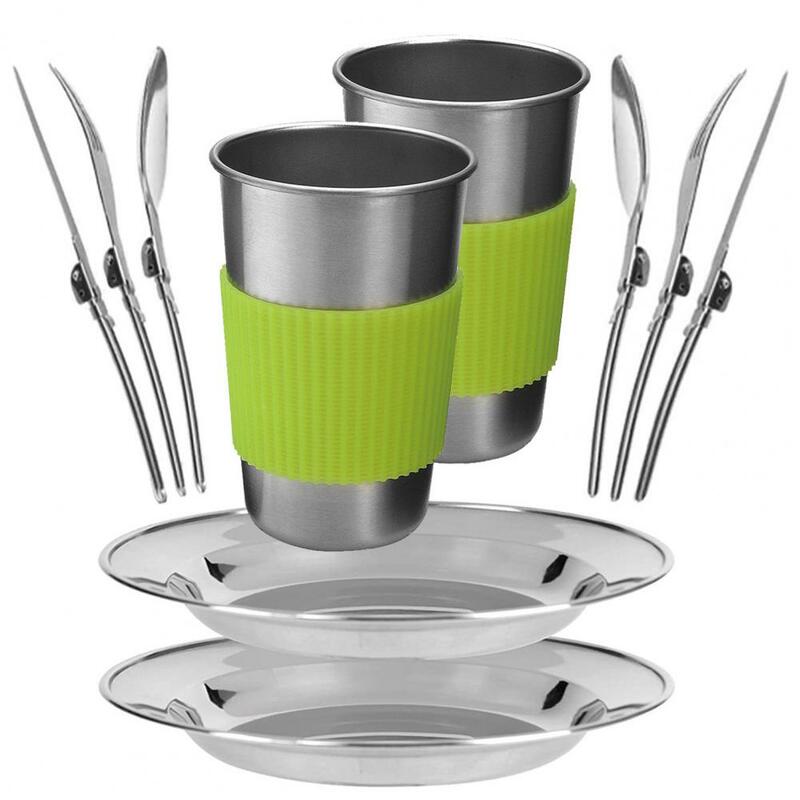 Sturdy 12Pcs/Set Delicate Picnic Camping Utensil Dinnerware Portable Camping Dinnerware Convenient   for Travel