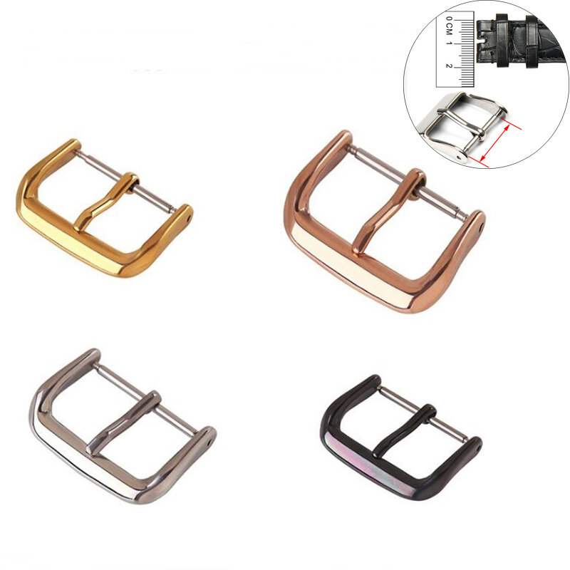 2pcs 12mm 14mm 16mm 18mm 20mm 22mm Watchband Metal Buckle Clasp Black Gold Silver Rose gold Stainless Steel Watch Buckle