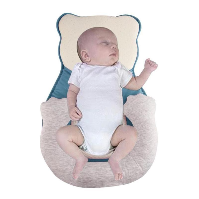 아기 유아 잠자는 베개 쿠션 유아 둥지 유아용 침대 여행 침대 신생아 모양의 베개 목 보호 아기 인체 공학 안전