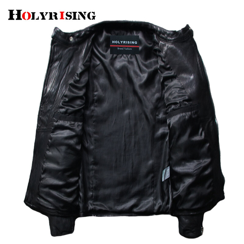 Véritable veste en cuir pour hommes de style coréen en cuir de mouton manteaux slim moto col montant pardessus street biker 19623
