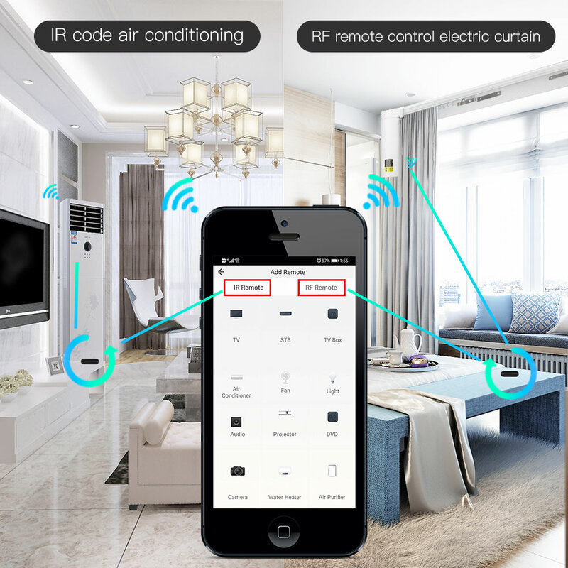 MOES New WiFi RF IR Universal Remote Controller RF Appliances Appliances Tuya Smart Life App Voice Control via Alexa Google Home