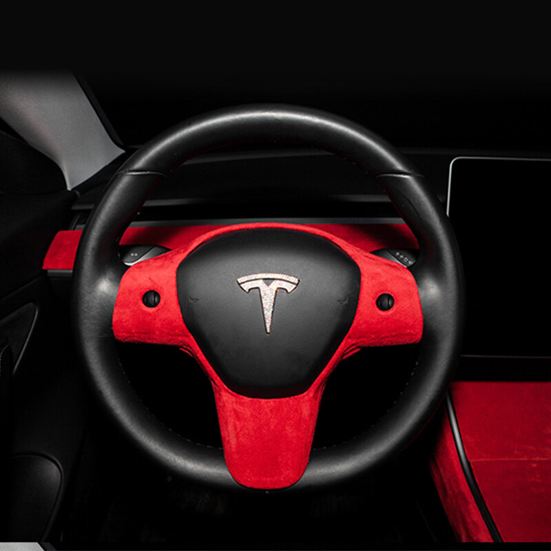 Autocollant de volant en fourrure pour Tesla Model 3 2021, accessoires décoratifs pour volant ABS modèle y2020