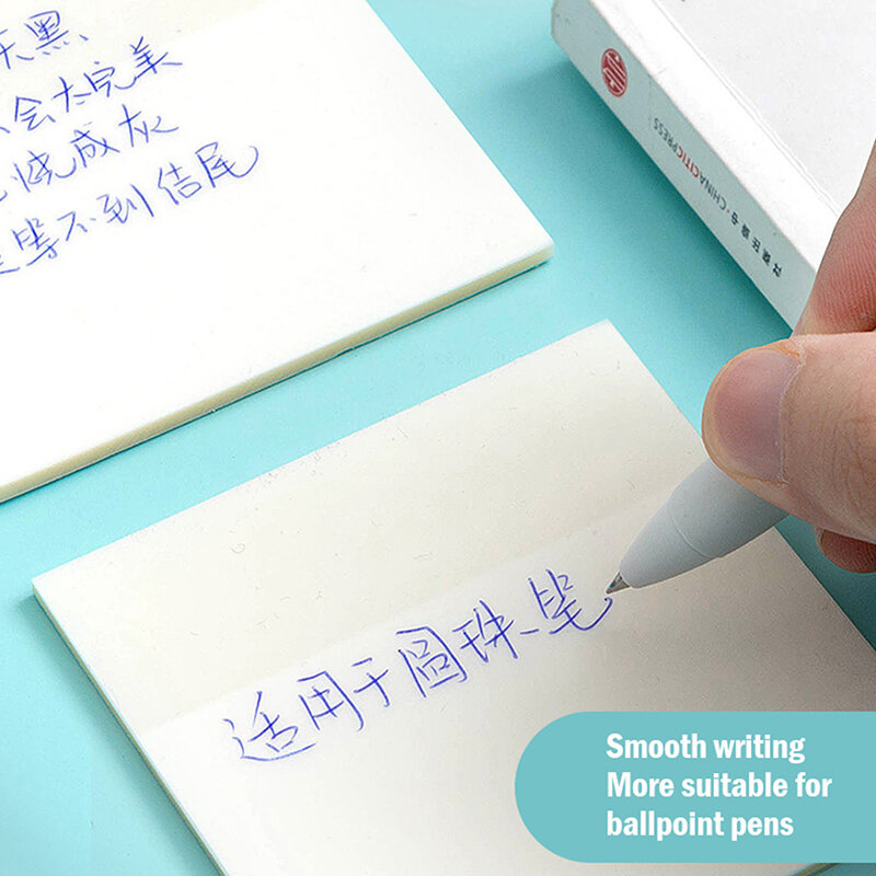 50 Sheets Of Waterproof PET Transparent Sticky Notes For Students With Strong Stickiness, Creative And Cute Long Message Label