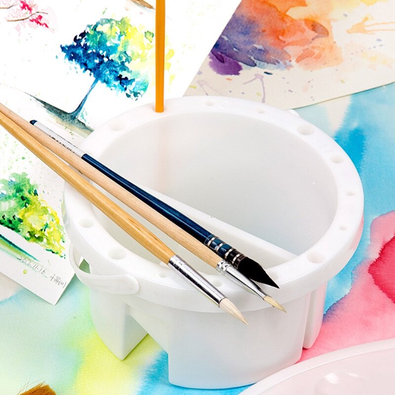 Líquido de limpeza premium da escova da pintura 2 compartimentos com tampa removível da paleta para o artista