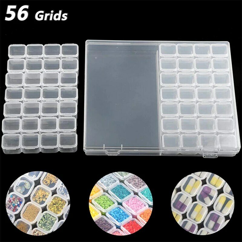 56/28/8 slots grade caixa de armazenamento plástico kit pintura diamante arte do prego strass ferramentas contas armazenamento caso organizador recipiente