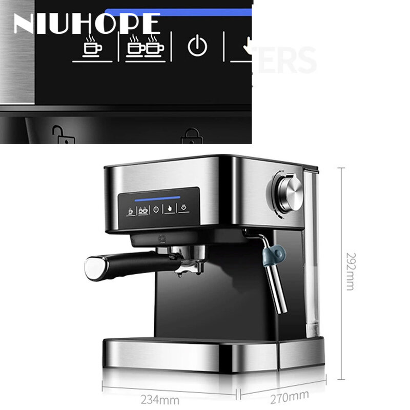 NIUHOPE Coffe Machine Bar 에스프레소, 카푸치노 라떼 및 모카를위한 우유 Frother 지팡이를 가진 이탈리아 유형 에스프레소 커피 메이커