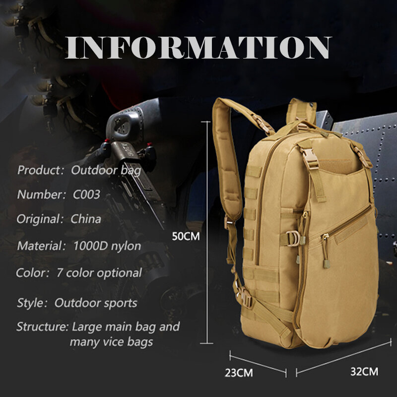 BOWTAC-mochila táctica militar para hombre, bolsa suave de 45l, para montañismo, senderismo, Camping, 3P, para viajes al aire libre