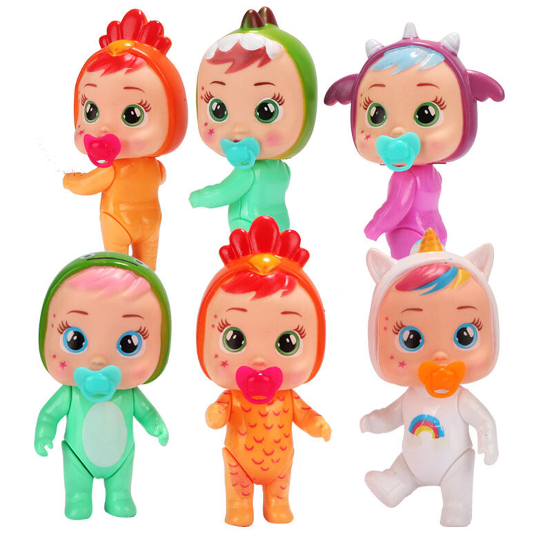 12Cm Dapat Memilih Boneka Bayi Menangis dengan Botol Dot untuk Anak-anak Boneka Air Mata Mainan DIY Boneka Menangis Hadiah Ulang Tahun Anak-anak Natal