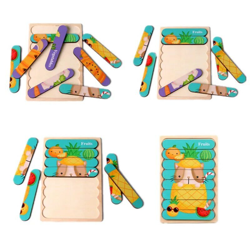 Rompecabezas de madera para niños y adultos, juguete educativo de ensamblaje con protección ambiental