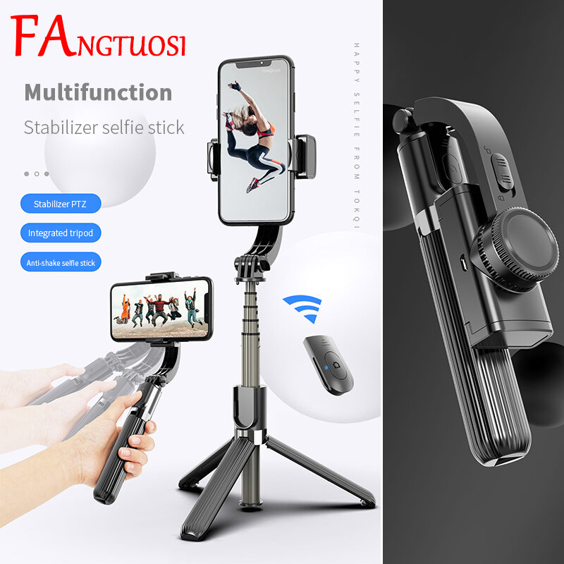 Fangtuosi-bastão estabilizador para selfie, portátil, bluetooth, gimbal e telefone móvel, suporte ajustável para selfie de iphone/huawei