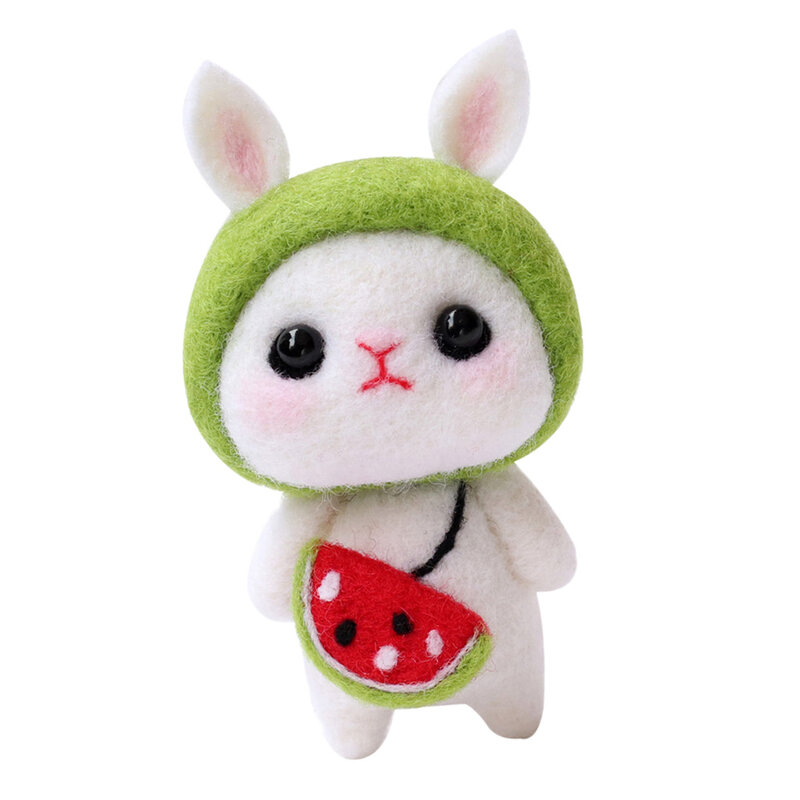Lovely Rabbit Wool Felting Kit Tool Supplies, Animal Doll, DIY Handmade Craft Needle Felting Material Bag