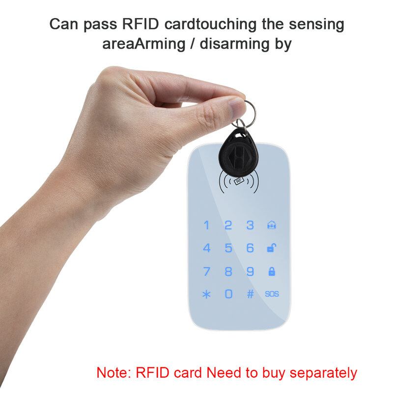 433MHz bezprzewodowa klawiatura dla inteligentnego bezpieczeństwo w domu zestaw do organizacji dla włamywacz alarm przeciwpożarowy host panel sterowania wsparcie znacznik RFID Arm rozbroić