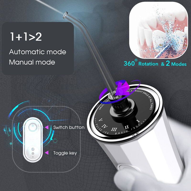 Boi Rechargeable 300ml Gum Care Smart Electric IPX7 Lens Design Removable Oral Irrigator For Adult 5 Modes Dental Water Jet