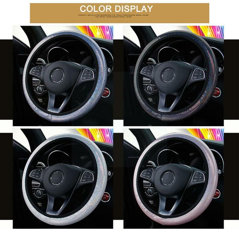 Cobertura de volante do carro colorido quente estampagem de luxo strass acessórios carro coberto volante de cristal e4x8