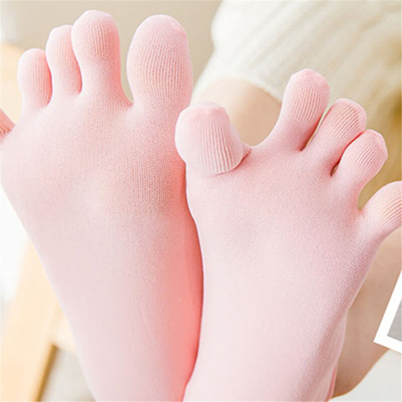 Calcetines de cinco dedos para mujer, calcetín ultrafino, Invisible, antideslizante de silicona, antifricción, 3 pares