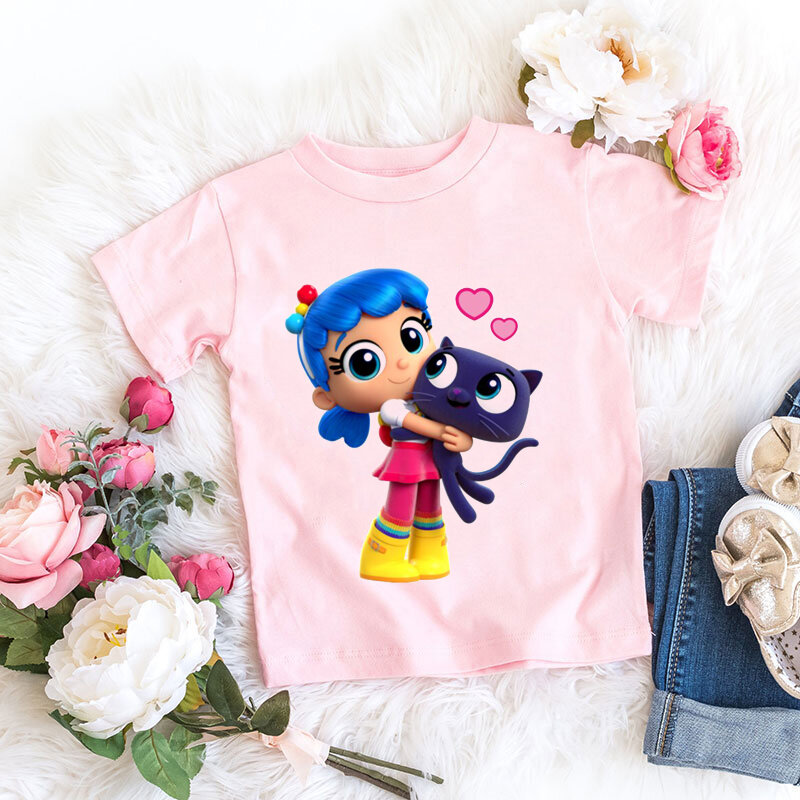Camiseta estampa de desenho animado para meninos e meninas, camiseta de alta qualidade para crianças engraçada com desenhos animados e frutas para meninos e meninas