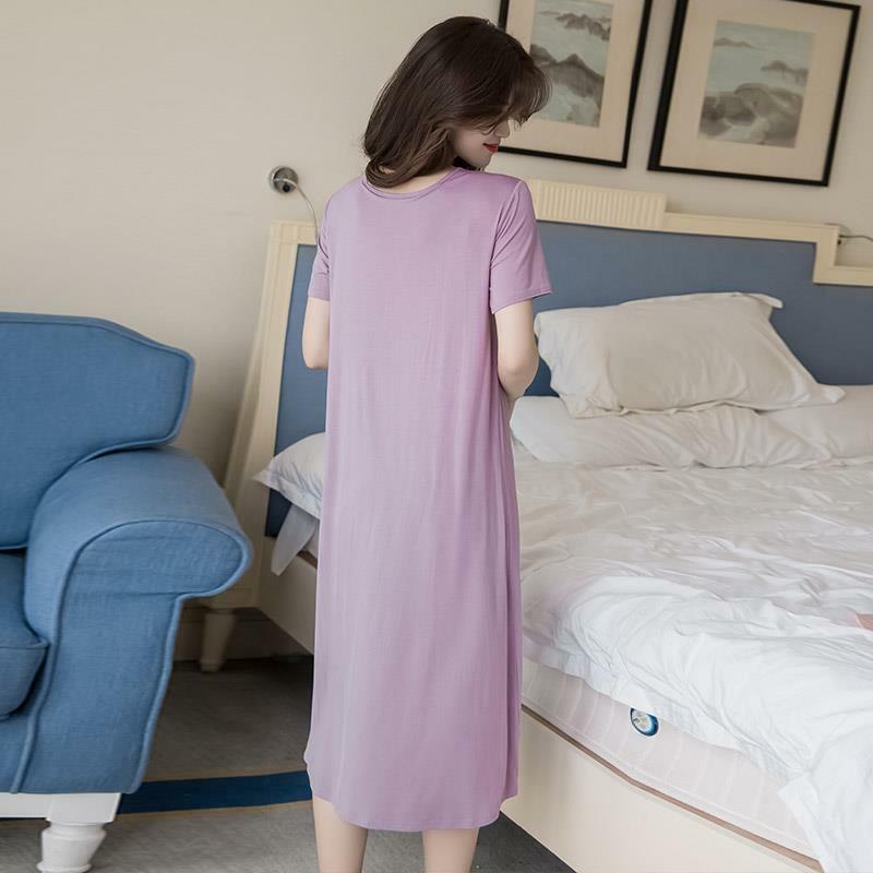 Baju Tidur Wanita Padat 5 Warna Musim Panas Tipis Pakaian Tidur Wanita Mode Gaya Korea Elegan Antik Kasual Seksi Pakaian Tidur Longgar
