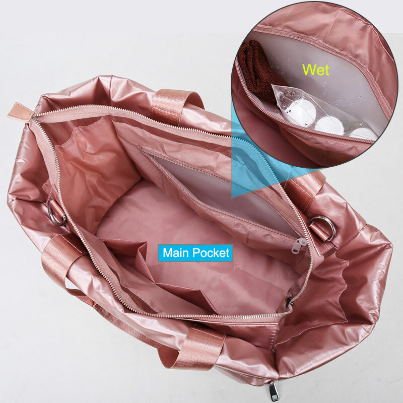 Borsa sportiva da palestra per donna impermeabile nuoto Yoga Mat borse da viaggio per Weekend rosa per donna borsa sportiva a tracolla per Fitness