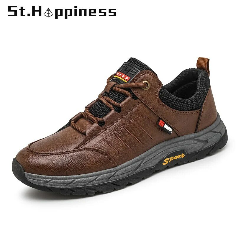 2021 New Men Shoes Fashion Lightweight Leather Casual Walking Sneakers Outdoors Non Slip Hiking Shoes Zapatos Hombre Big Size