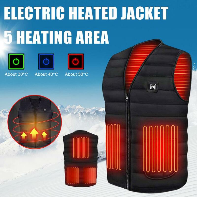 Nowi mężczyźni kobiety podgrzewana kamizelka inteligentne ogrzewanie bawełniany płaszcz USB podgrzewany elektrycznie na podczerwień kurtka Outdoor Winter Thermal Clothing