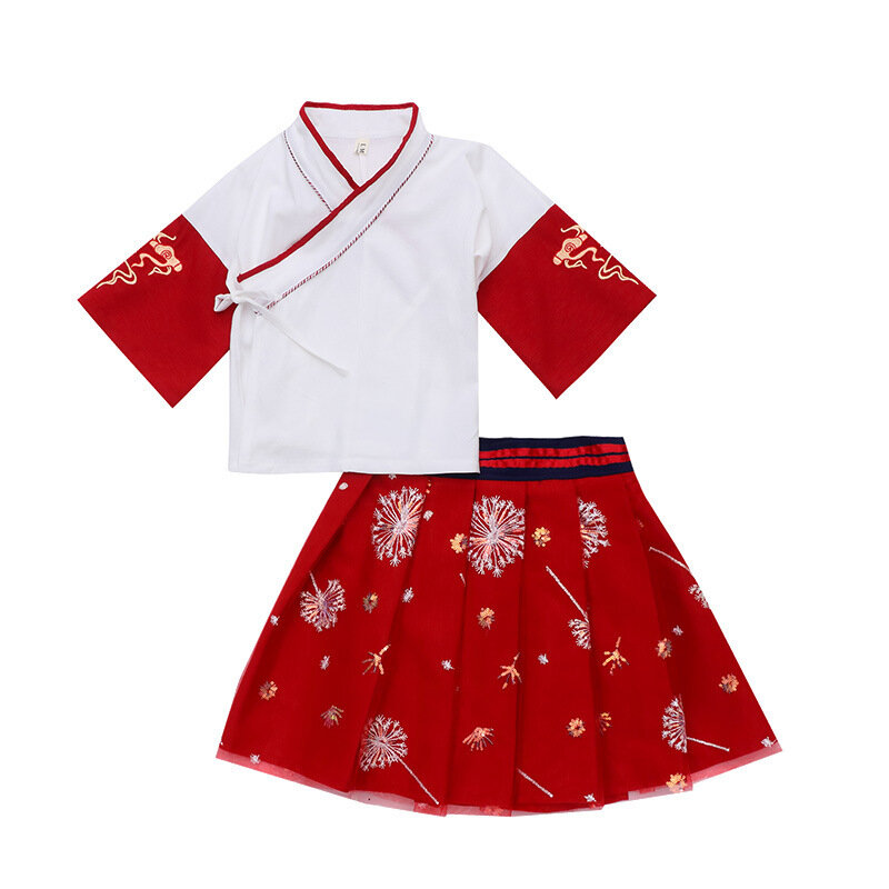 Hanfu Girls' Summer Dresses, Chinese Style Children's Ancient Dresses, Tang Suit Girls' Summer Antiquities' Skirts