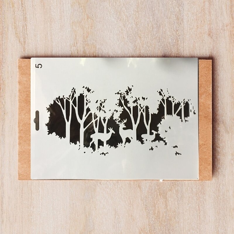 26*18ซม.Merry Christmas Deer Forrest DIY Layering Stencils ภาพวาดสมุดภาพสี Embossing อัลบั้มตกแต่งแม่แบบ