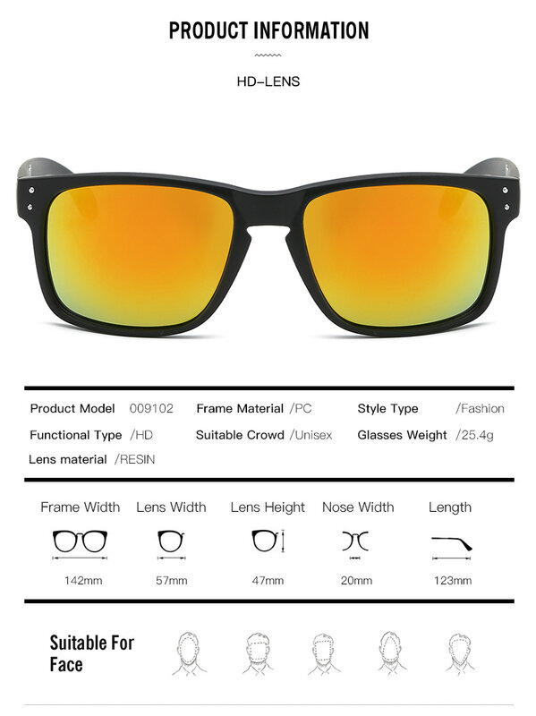 9102แฟชั่นสแควร์แว่นตากันแดดผู้ชายผู้หญิง Classicl Vintage Goggle สำหรับกีฬาไดร์เวอร์ขับรถ Luxury O Sun แว่นตา UV400