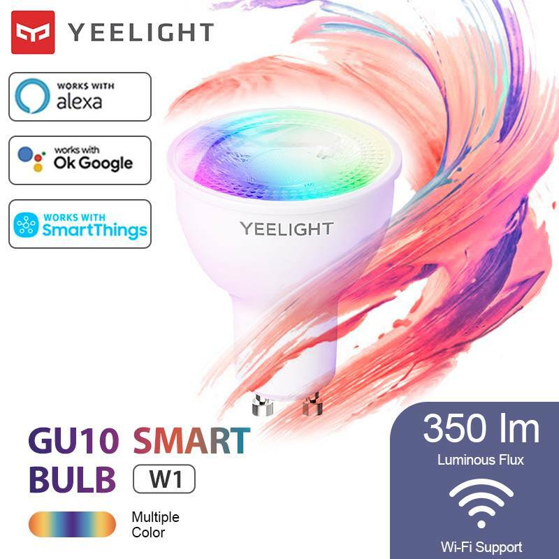 Yeelight-bombilla LED inteligente GU10, YLDP004-A, 350 lúmenes, sincronización de música, colorida, APP Yeelight, asistente de Google y alexa