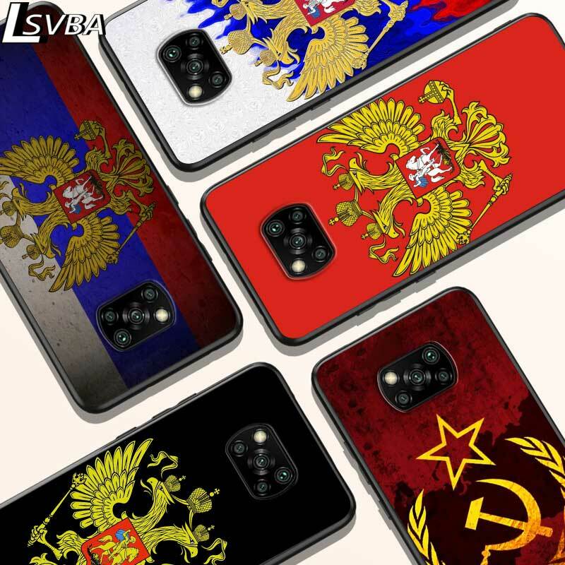 جراب هاتف Xiaomi مع شعار العلم الروسي الوطني ، جراب هاتف أسود ناعم لهاتف Redmi K30 K30S Mi 10T Lite Pro Poco X3 NFC X2 M3 M2 F2 Pro C3 F1