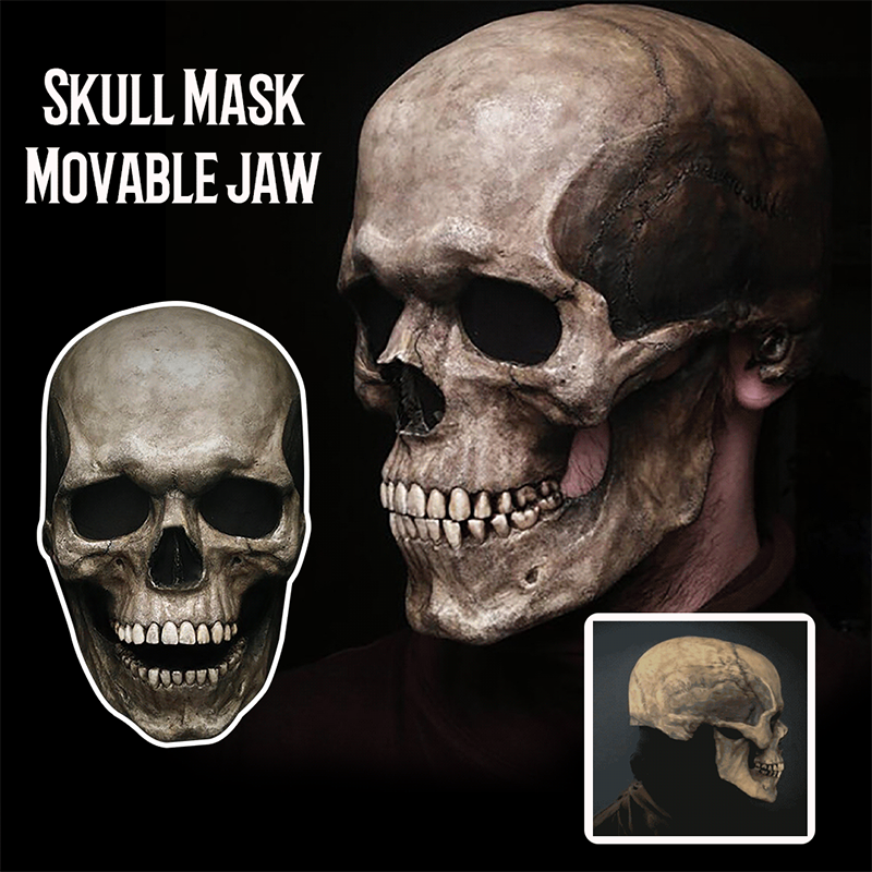 DIYAFS decoración de Halloween mandíbula móvil cabeza completa máscara de cráneo casco de Horror miedo máscara mascarada fiesta Decoración