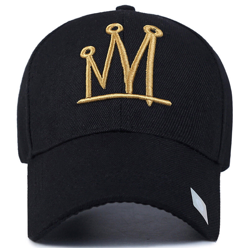 Casquette de Baseball unisexe avec couronne en or, chapeau de papa brodé avec lettre, protection contre le soleil, sport de plein air, tendance, décontractée